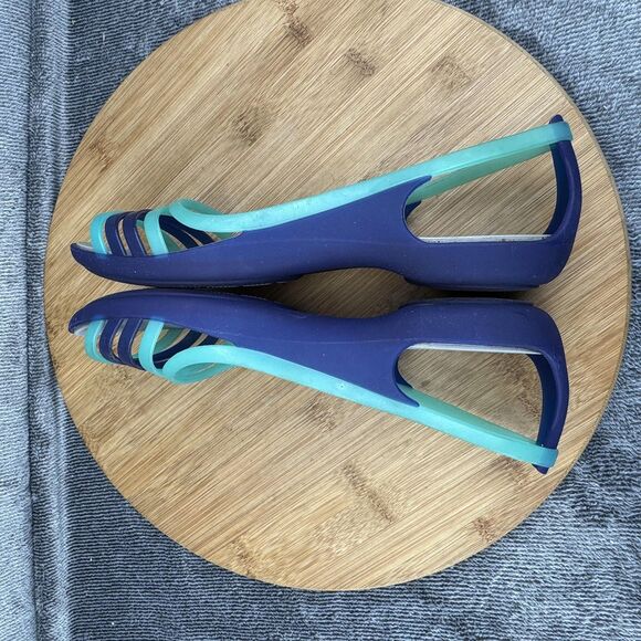 Crocs Sandals Shoes Womens Size 6 Blue Green Huarache Slingback Comfort - Picture 7 of 11